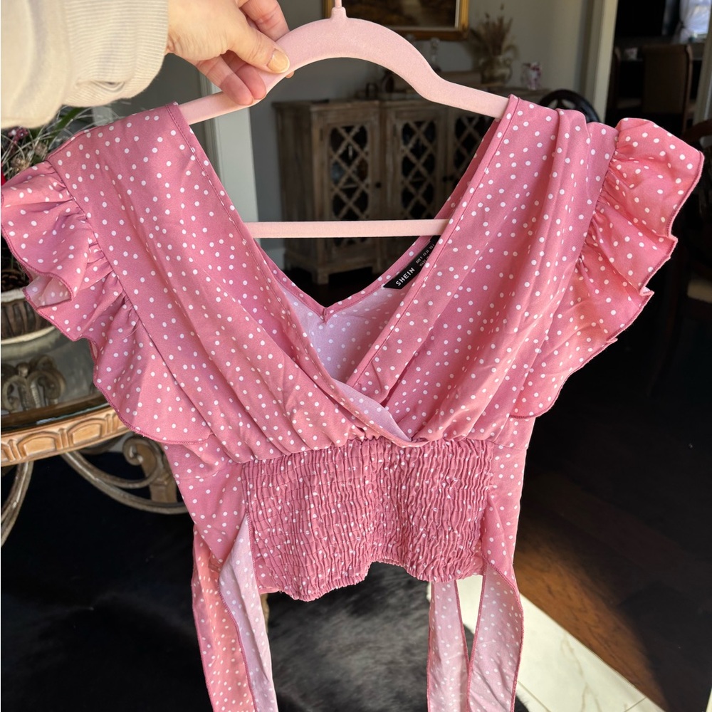 Pink Polka Dot Women's Top